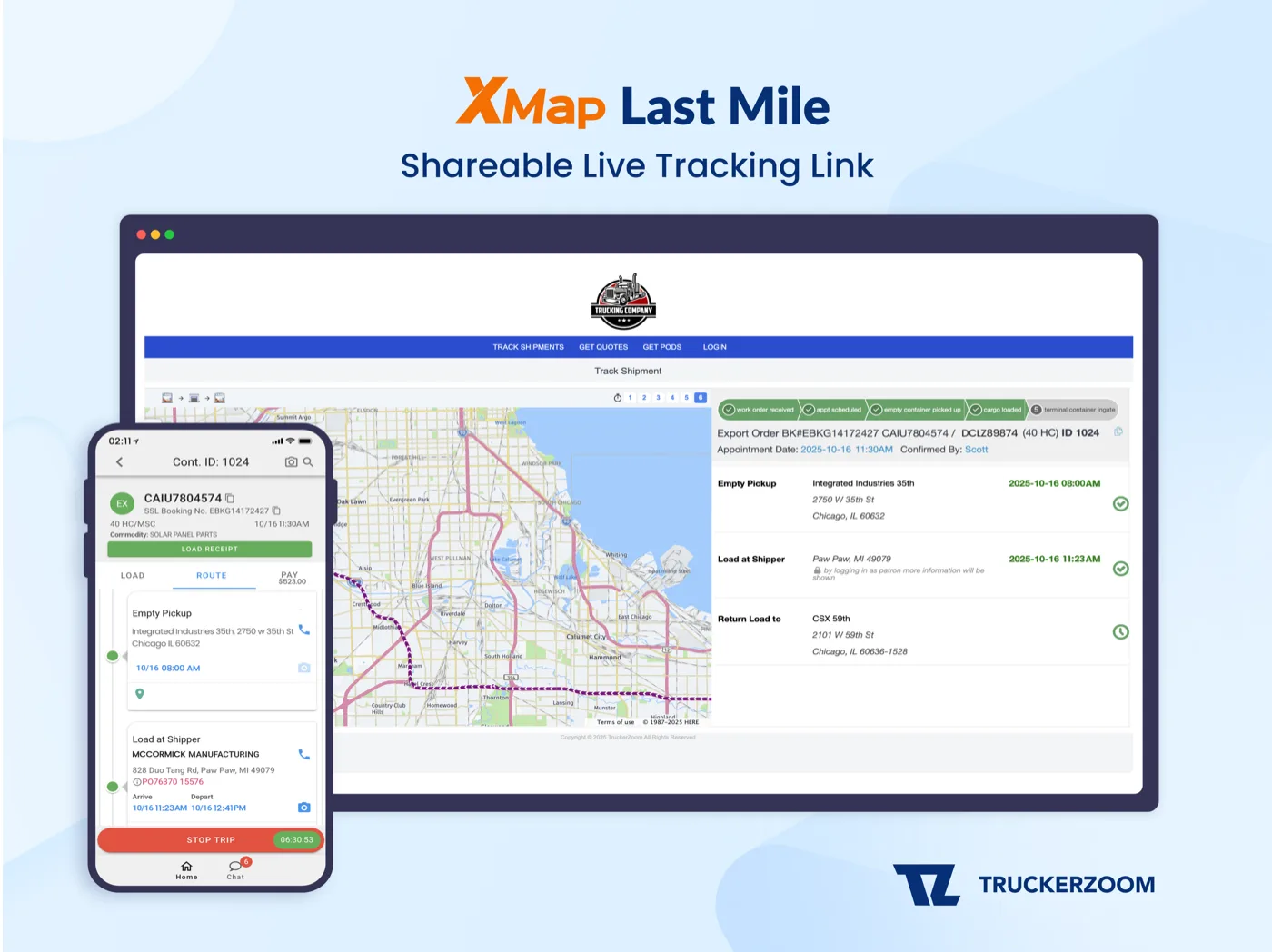 XMap Last Mile shareable live tracking link